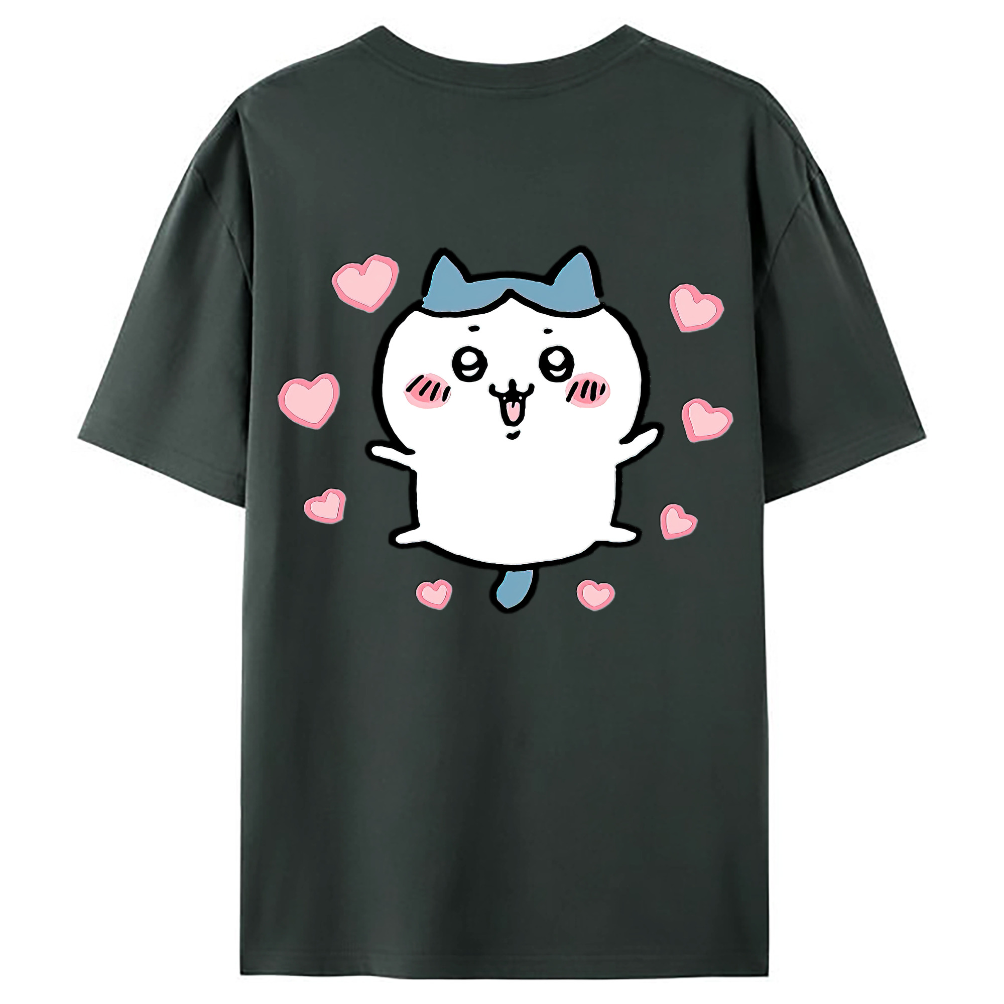 （画像用） ちいかわ ハチワレ Chii-kawa hachiware 綿100％ メンズ半袖Tシャツ（バックプリント） 通気性